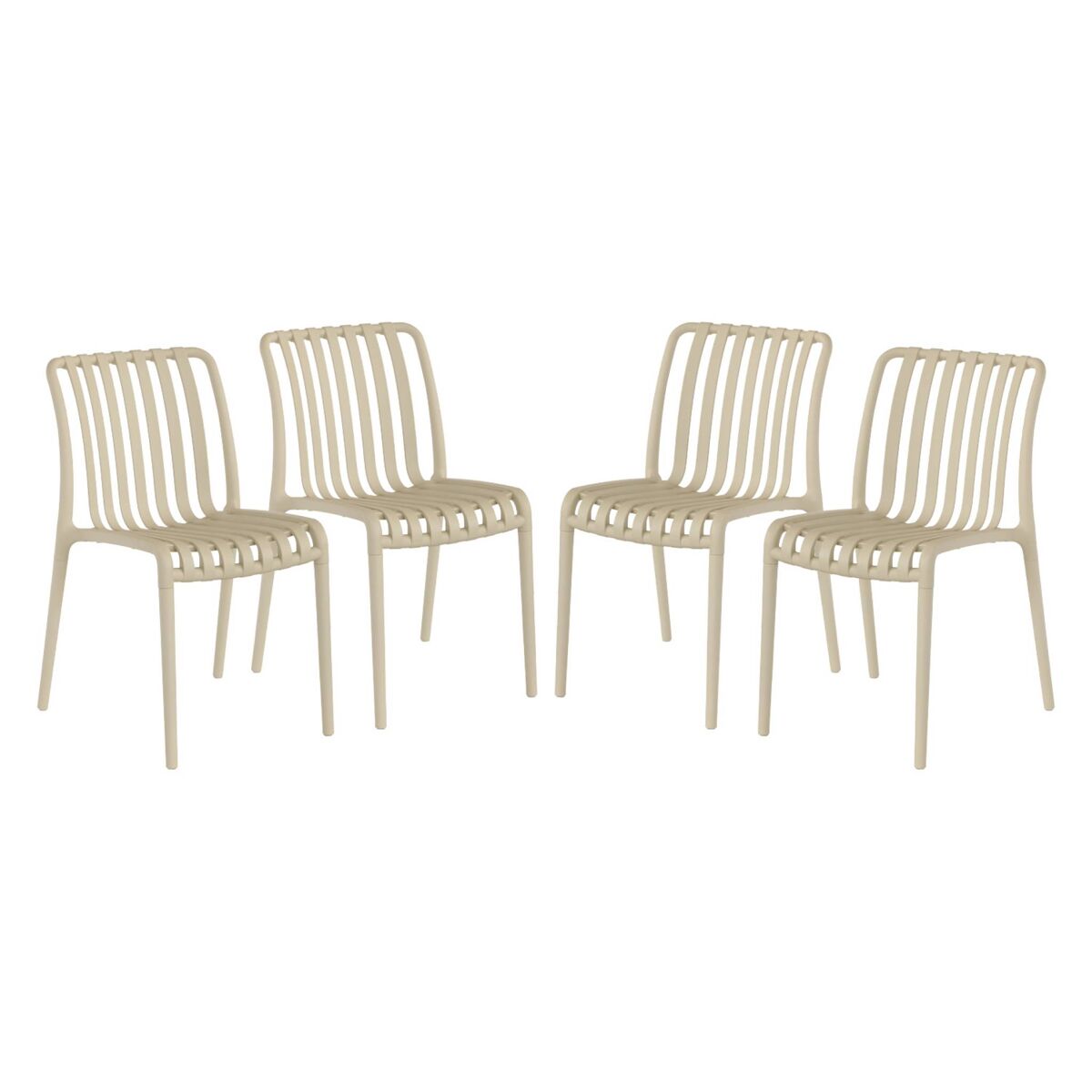 Silla de jardín de plástico, apilable, set de 4