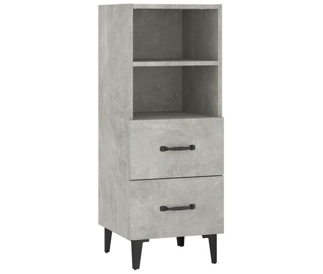 Aparador - mueble de almacenamiento de madera contrachapada gris hormigón 34,5x34x90 cm es2738