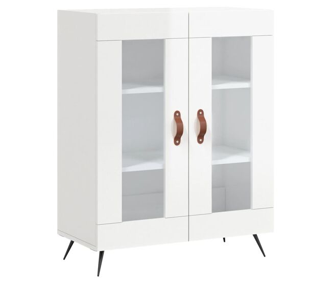 Aparador - mueble de almacenamiento de madera contrachapada blanco brillante 69,5x34x90 cm es2579