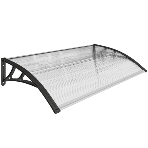 Outsunny Cobertura Exterior para Portas e Janelas, 110x60 cm, Proteção contra Sol e Chuva, com Painel de Policarbonato, Suportes de PP e Barra de Alumínio, Preto e Transparente