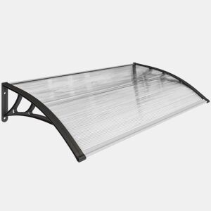 Outsunny Cobertura Exterior para Portas e Janelas, 110x60 cm, Proteção contra Sol e Chuva, com Painel de Policarbonato, Suportes de PP e Barra de Alumínio, Preto e Transparente