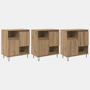 Bufete - Móvei de apoio 3 pcs Carvalho Artesanal 60 x 35 x 70 cm pt58