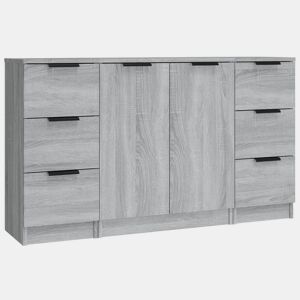 Aparadores - Bufetes - Móveis de apoio 3 pcs madeira processada cinzento sonoma pt5283