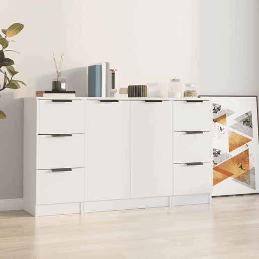 Aparadores - Bufetes - Móveis de apoio 3 pcs madeira processada branco pt5269