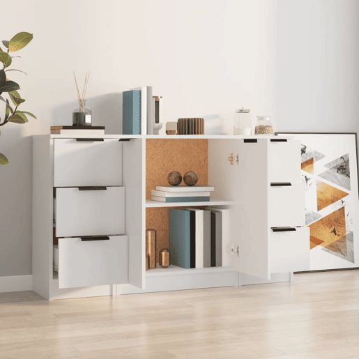 Aparadores - Bufetes - Móveis de apoio 3 pcs madeira processada branco pt5269