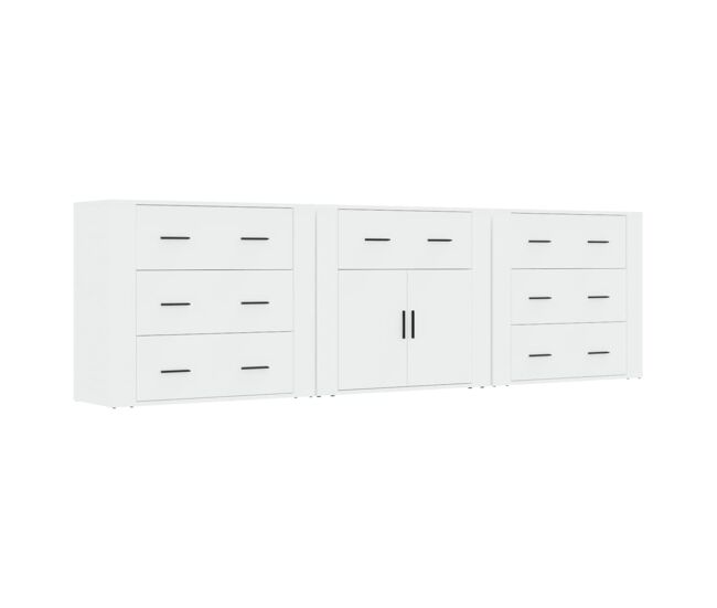 Aparador - muebles de almacenamiento 3 piezas madera contrachapada blanco es5272