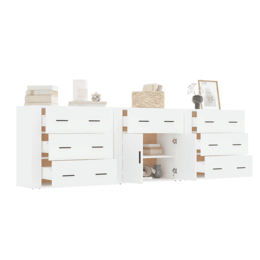 Aparadores - Bufetes - Móveis de apoio 3 pcs madeira processada branco pt5272