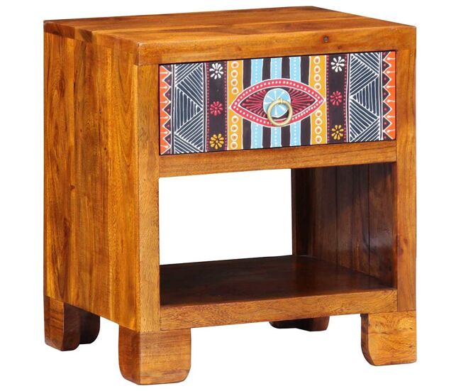 Aparador - mueble de almacenamiento multicolor 40 x 35 x 45 cm madera maciza de acacia es4782