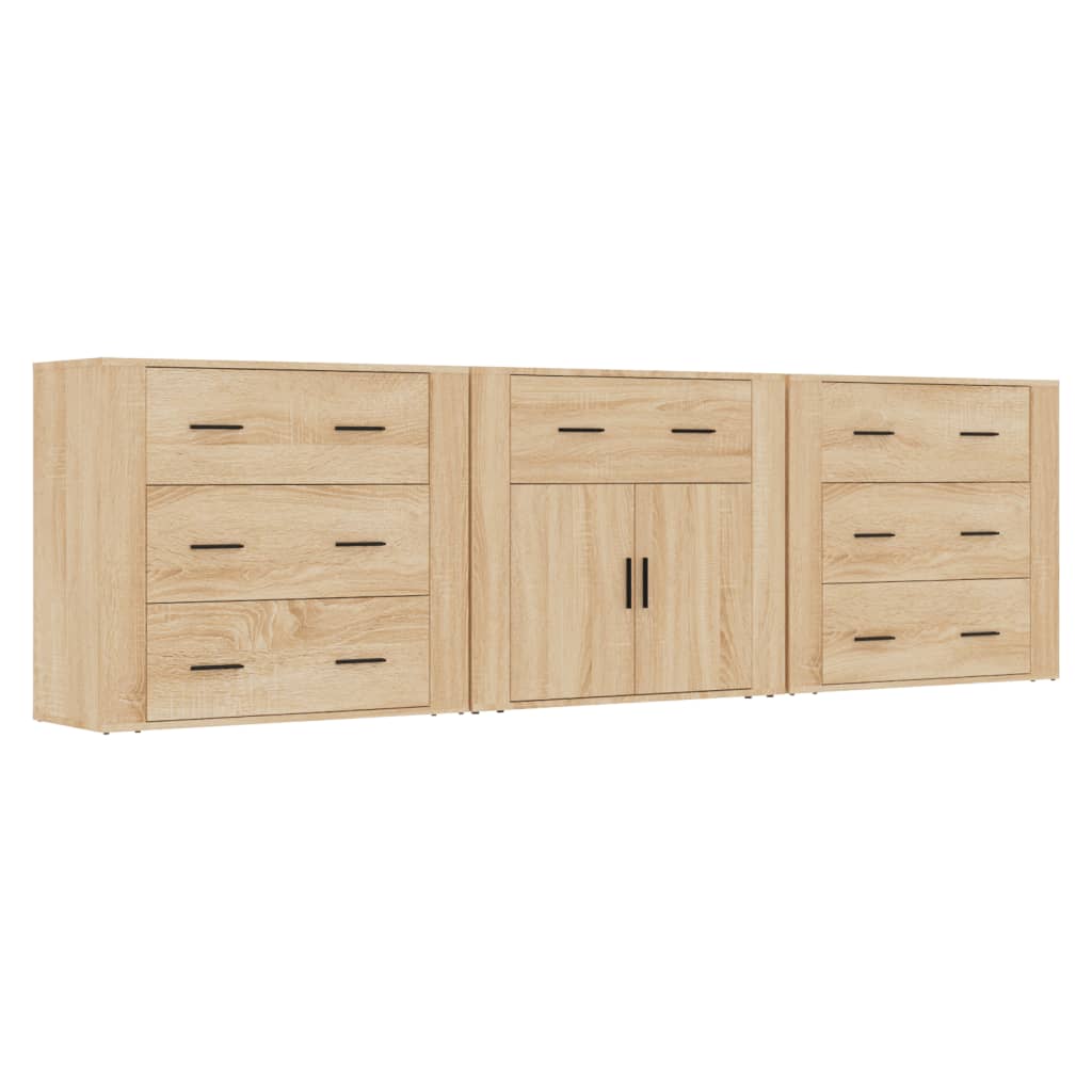 Aparador - Mueble de almacenamiento 3 uds 80 Madera Clara