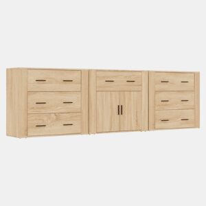 Aparadores - Bufetes - Móveis de apoio 3 pcs derivados de madeira cor carvalho sonoma pt5276