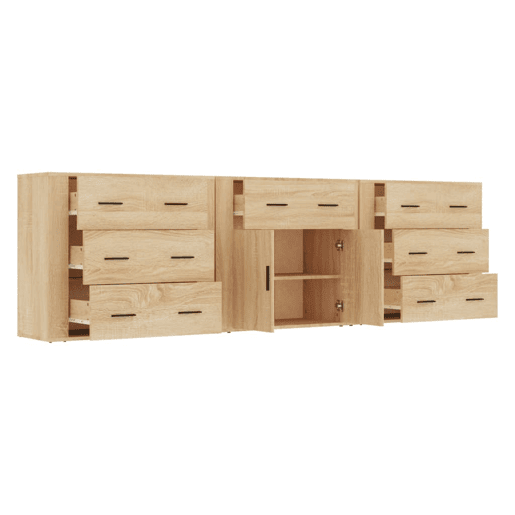 Aparadores - Bufetes - Móveis de apoio 3 pcs derivados de madeira cor carvalho sonoma pt5276