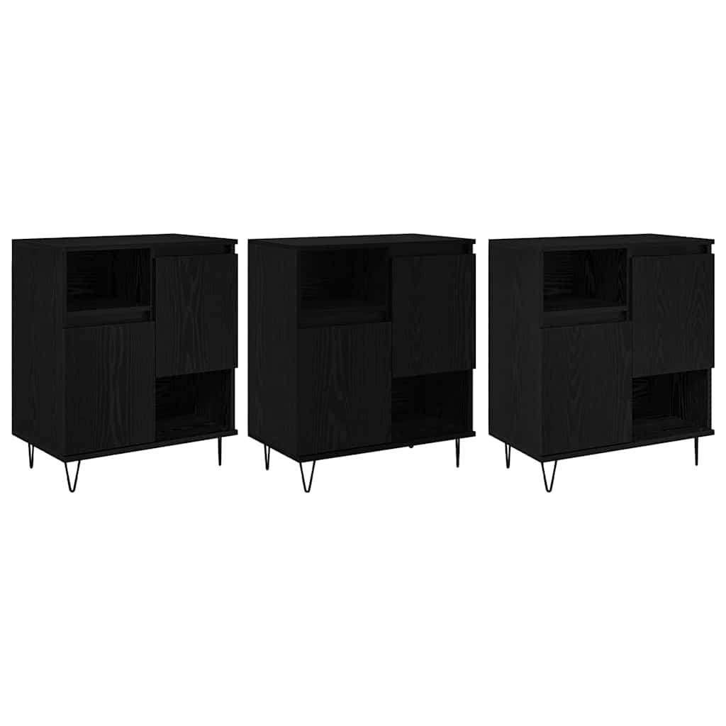 Aparador - Mueble de almacenamiento 3 uds 60 Negro