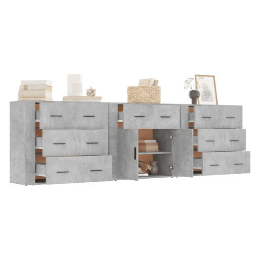 Aparadores - Bufetes - Móveis de apoio 3 pcs derivados de madeira cinzento cimento pt5281