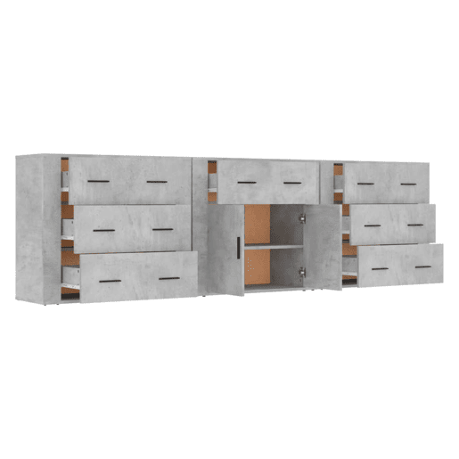 Aparadores - Bufetes - Móveis de apoio 3 pcs derivados de madeira cinzento cimento pt5281