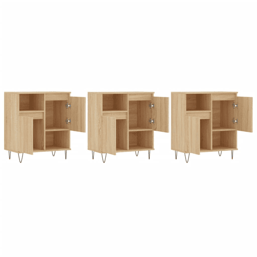 Aparadores - Bufetes - Móveis de apoio 3 pcs derivados de madeira cor carvalho sonoma pt5296