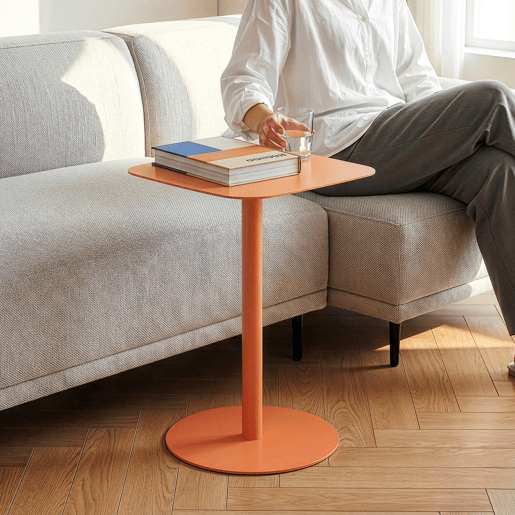 Mesa de apoio Nastätten interiorexterior quadrada 50x40x40 cm Laranja en.casa