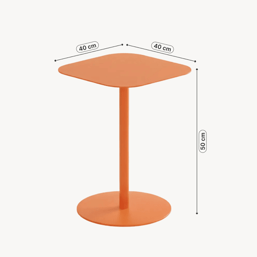 Mesa de apoio Nastätten interiorexterior quadrada 50x40x40 cm Laranja en.casa