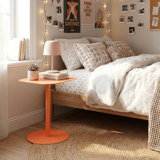 Mesa de apoio Nastätten interiorexterior quadrada 50x40x40 cm Laranja en.casa
