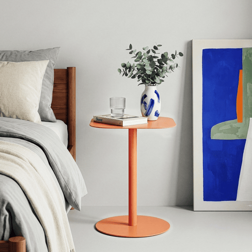 Mesa de apoio Nastätten interiorexterior quadrada 50x40x40 cm Laranja en.casa