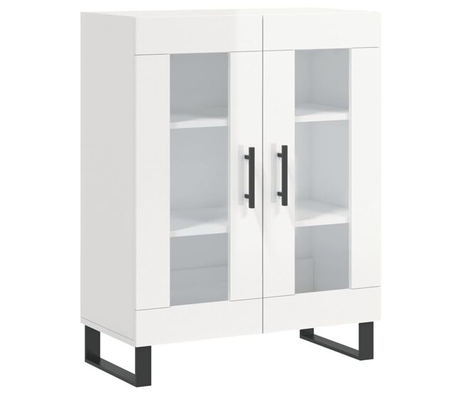 Aparador - mueble de almacenamiento de madera contrachapada blanco brillante 69,5x34x90 cm es2584