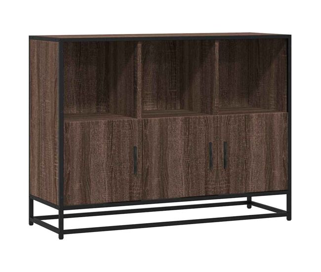 Aparador - mueble de almacenamiento de madera de ingeniería marrón roble 100x35x76 cm es3489