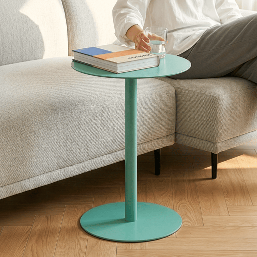 Mesa de apoio Nastätten interiorexterior redonda 50xØ40 cm Verde menta en.casa