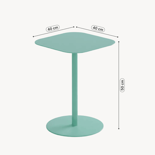 Mesa de apoio Nastätten interiorexterior quadrada 50x40x40 cm Verde menta en.casa