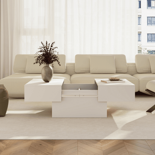 Mesa de centro Lens extensÃvel Lens 80x60x36 cm Branco en.casa Mesa de centro Lens extensÃvel Lens 80x60x36 cm Branco en.casa
