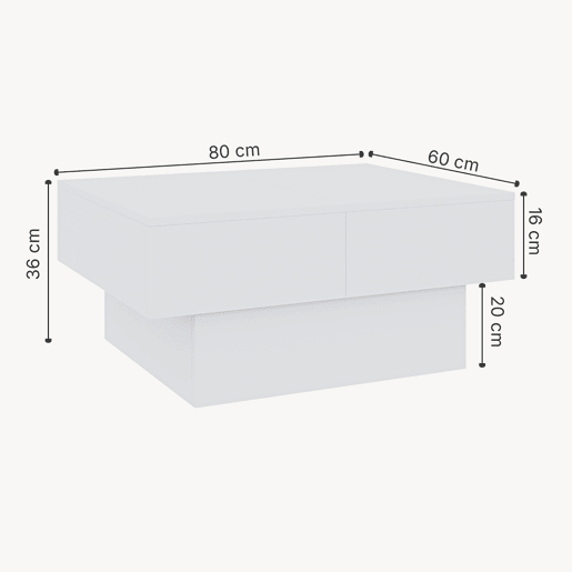 Mesa de centro Lens extensÃvel Lens 80x60x36 cm Branco en.casa Mesa de centro Lens extensÃvel Lens 80x60x36 cm Branco en.casa
