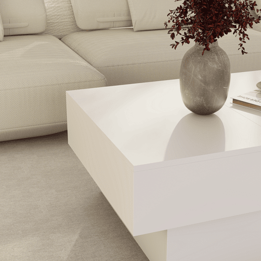 Mesa de centro Lens extensÃvel Lens 80x60x36 cm Branco en.casa Mesa de centro Lens extensÃvel Lens 80x60x36 cm Branco en.casa