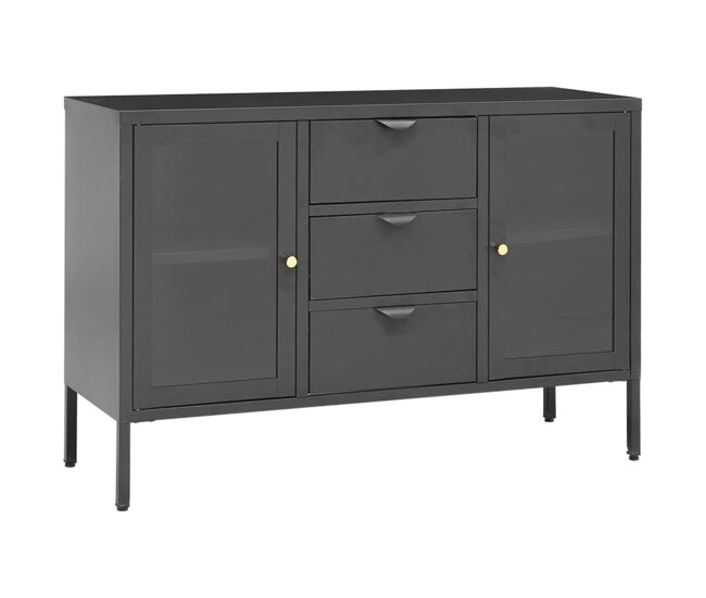 Aparador - mueble de almacenamiento de acero y vidrio templado antracita 105x35x70 cm es2413