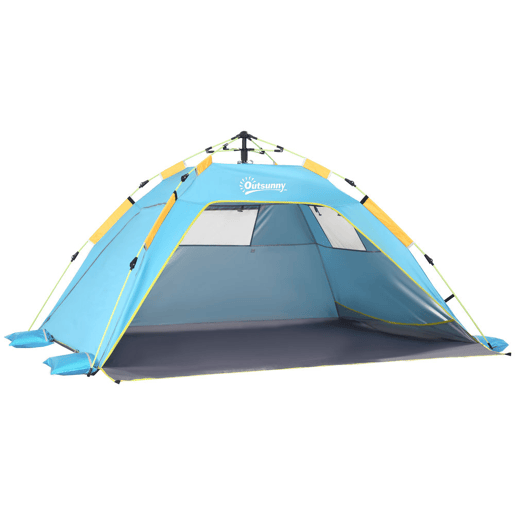 Outsunny Tenda de Praia Dobrável Abrigo de Praia Pop-up para 1-2 Pessoas com Proteção UV Impermeável Bolsa de Transporte para Parque Campismo 220x173x120 cm Azul Claro
