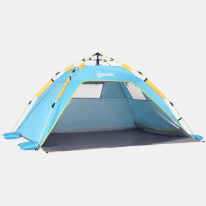 Outsunny Tenda de Praia Dobrável Abrigo de Praia Pop-up para 1-2 Pessoas com Proteção UV Impermeável Bolsa de Transporte para Parque Campismo 220x173x120 cm Azul Claro