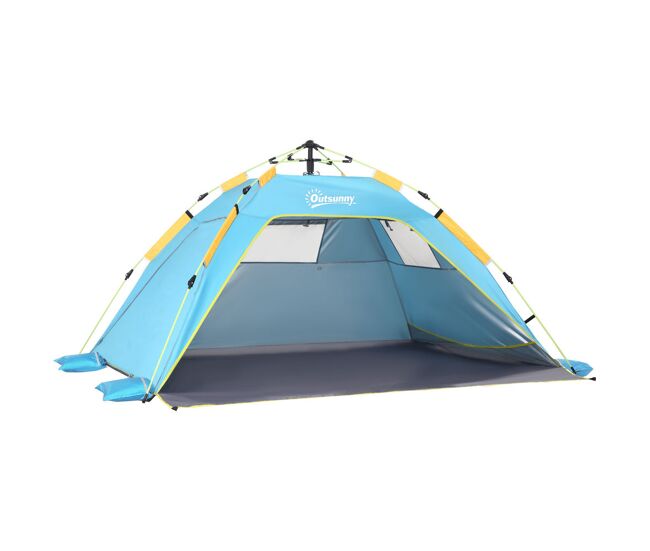 Outsunny tienda de playa plegable, carpa de playa pop-up para 1-2 personas con protección uv, impermeable, bolsa de transporte, para parque, camping,