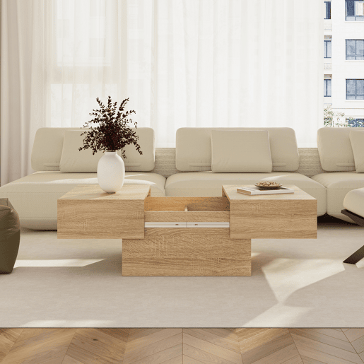 Mesa de centro Lens extensível 80x60x36 cm Aspeto carvalho en.casa