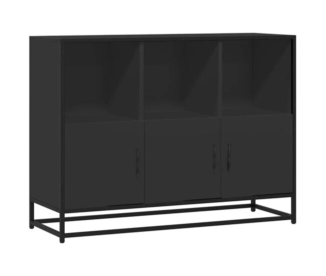 Aparador - mueble de almacenamiento de madera de ingeniería negro 100x35x76 cm es3512