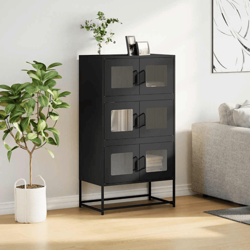 Aparador - Bufete - Móvei de apoio alto 68x39x123 cm aço preto pt2349