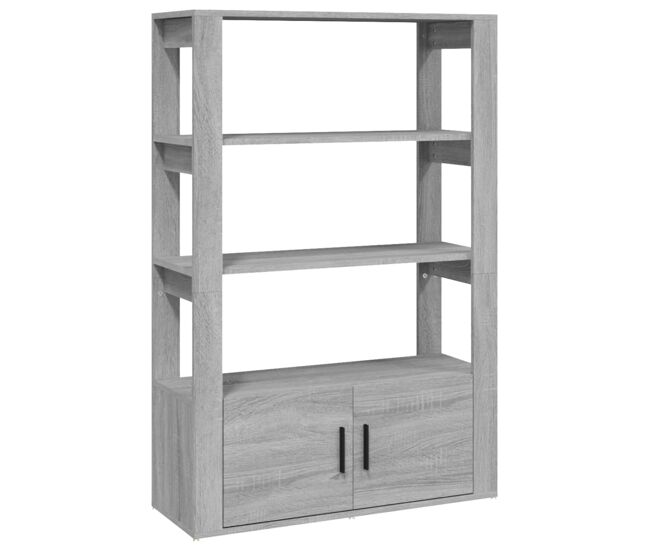 Aparador - mueble de almacenamiento de madera contrachapada gris sonoma 80x30x119,5 cm es2919