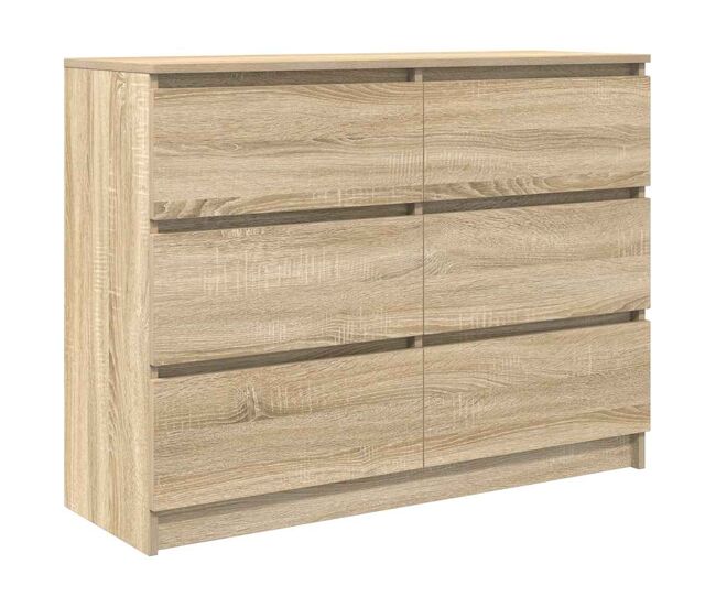 Aparador - mueble de almacenamiento de madera contrachapada roble sonoma 100x35x76 cm es3022