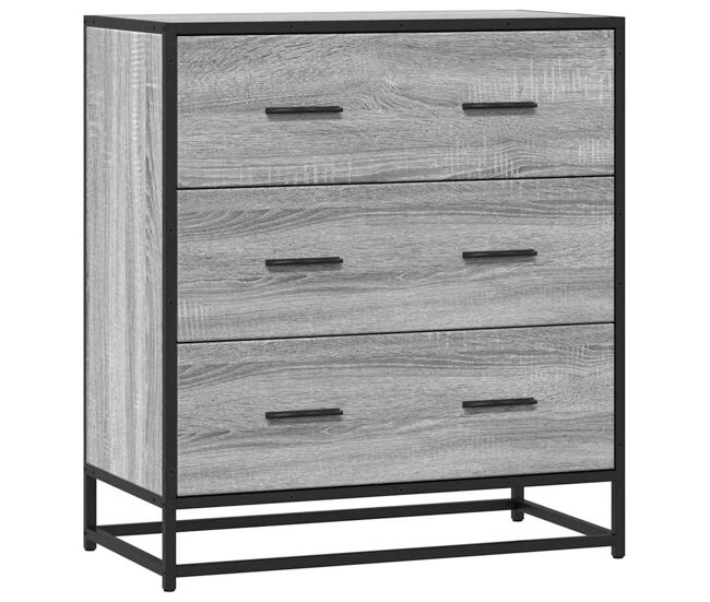 Aparador - mueble de almacenamiento madera ingeniería y metal gris sonoma 68x35x76 cm es4612