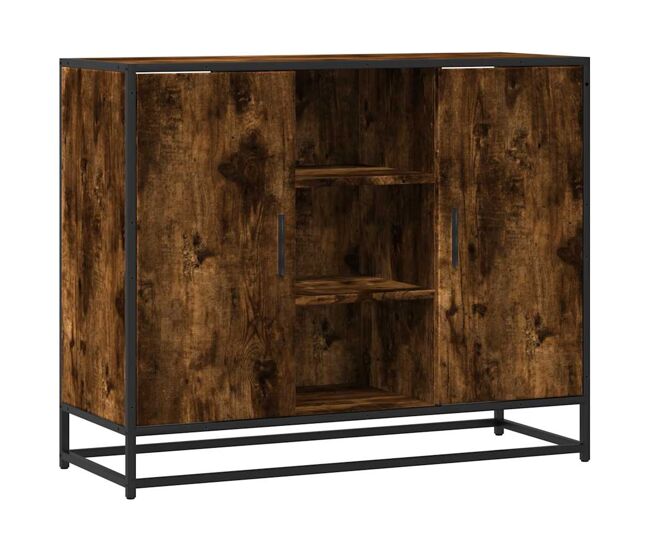 Aparador - mueble de almacenamiento madera de ingeniería roble ahumado 92x35x76 cm es4552