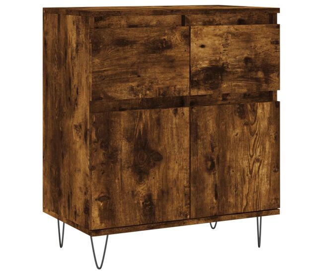 Aparador - mueble de almacenamiento madera contrachapada color roble ahumado 60x35x70 cm es4255