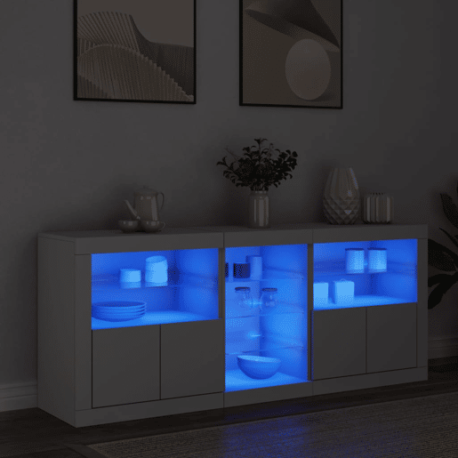 Aparador - Bufete - Móvei de apoio com luzes LED 162x37x67 cm branco pt1917
