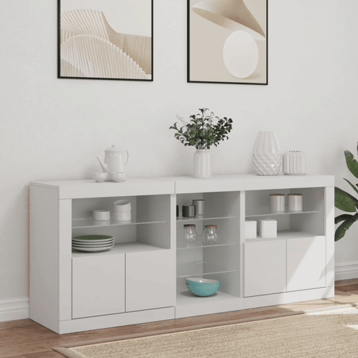 Aparador - Bufete - Móvei de apoio com luzes LED 162x37x67 cm branco pt1917
