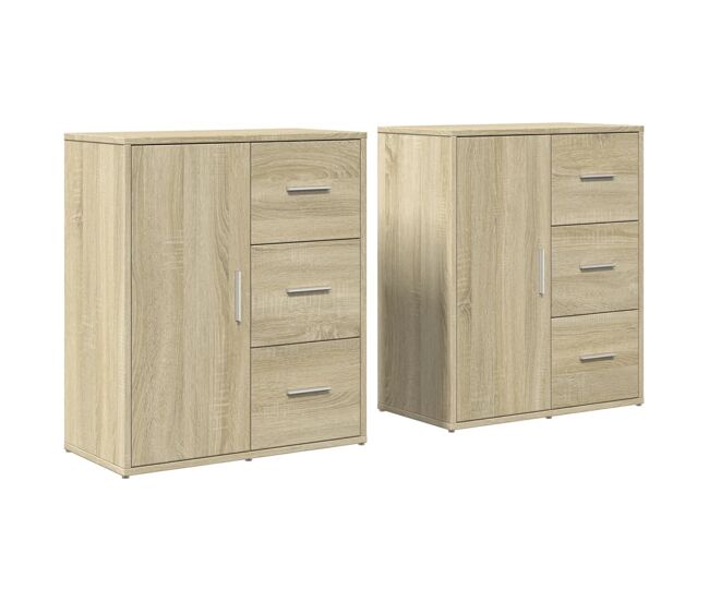 Aparador - mueble de almacenamiento de madera de ingeniería 2 uds roble sonoma 60x31x70 cm es3124