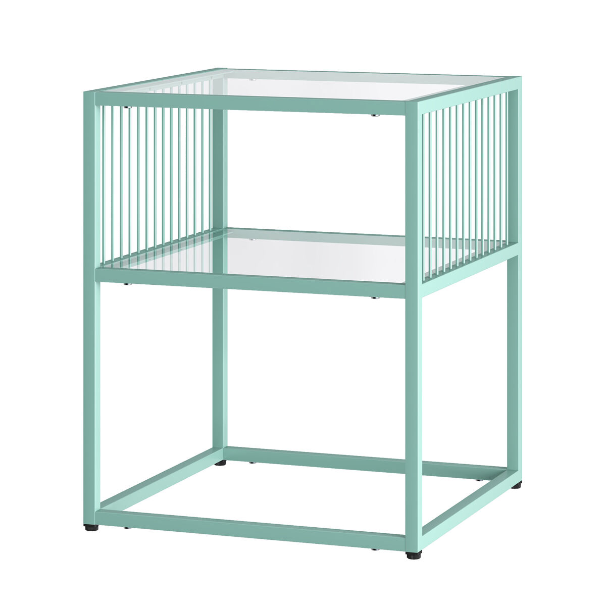 Mesa auxiliar tronevn con estante 50x40x40 cm - verde menta [en.casa]