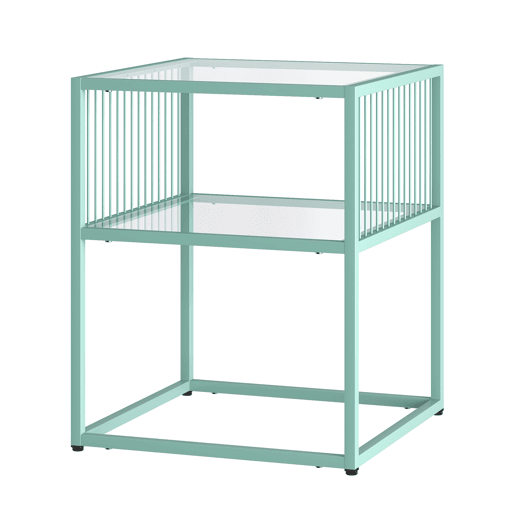 Mesa de apoio Tronevn com tampo de vidro aço 50x40x40cm Verde menta en.casa