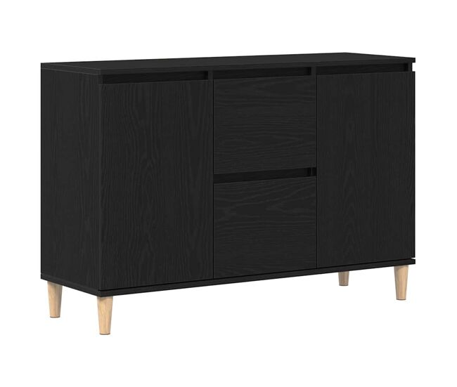 Aparador - mueble de almacenamiento con cajón negro 102 x 35 x 60 cm madera de ingeniería es1766