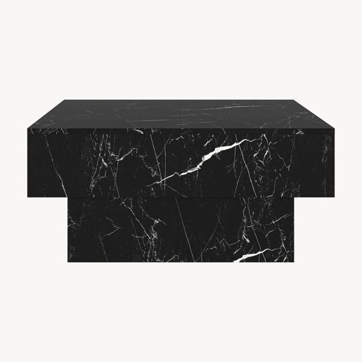 Mesa de centro Lens extensível 80x60x36 cm Aspeto de mármor preto en.casa