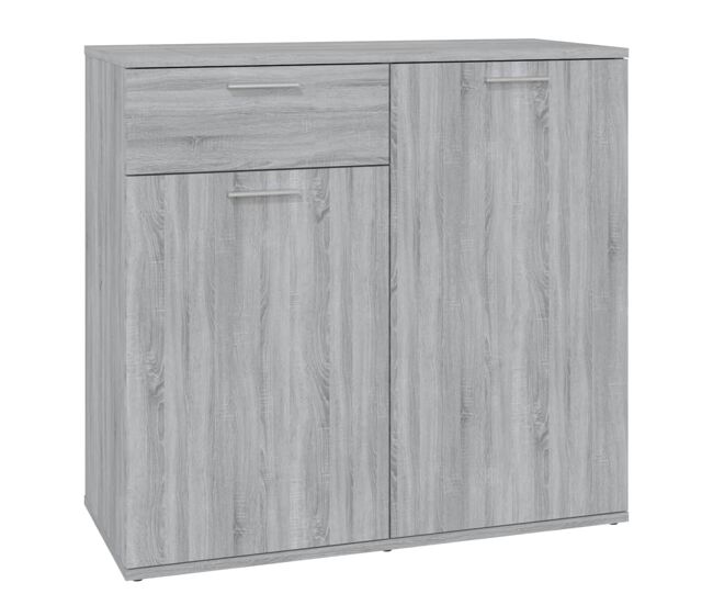Aparador - mueble de almacenamiento de madera contrachapada gris sonoma 80x36x75 cm es2923